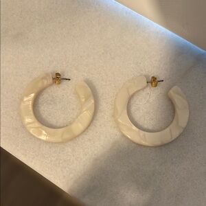 Cream Minimalist Hoop Earrings with Matte Finish